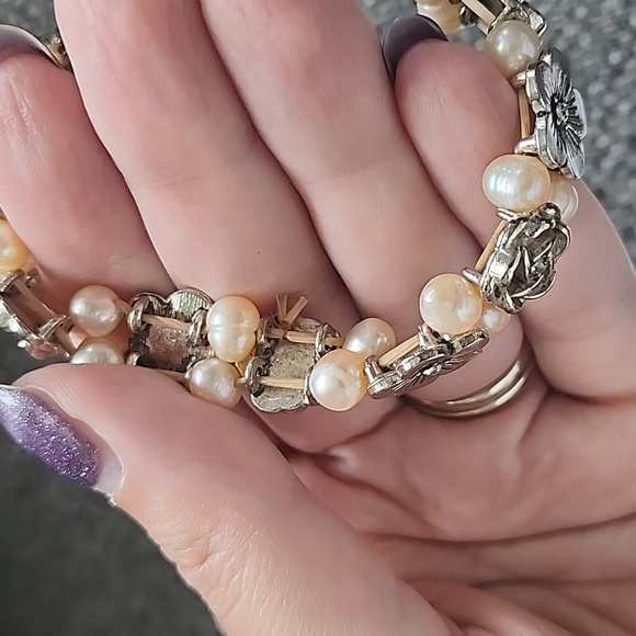 Pearl and Tibetan silver bracelet - Picture 5 of 6